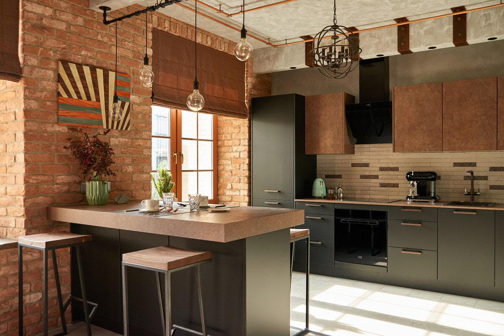 Урбанистический шик кухонь в стиле лофт — 255+ (Фото) Индустриальной атмосферы