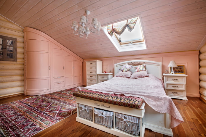 розовая спальная комната в стиле прованс