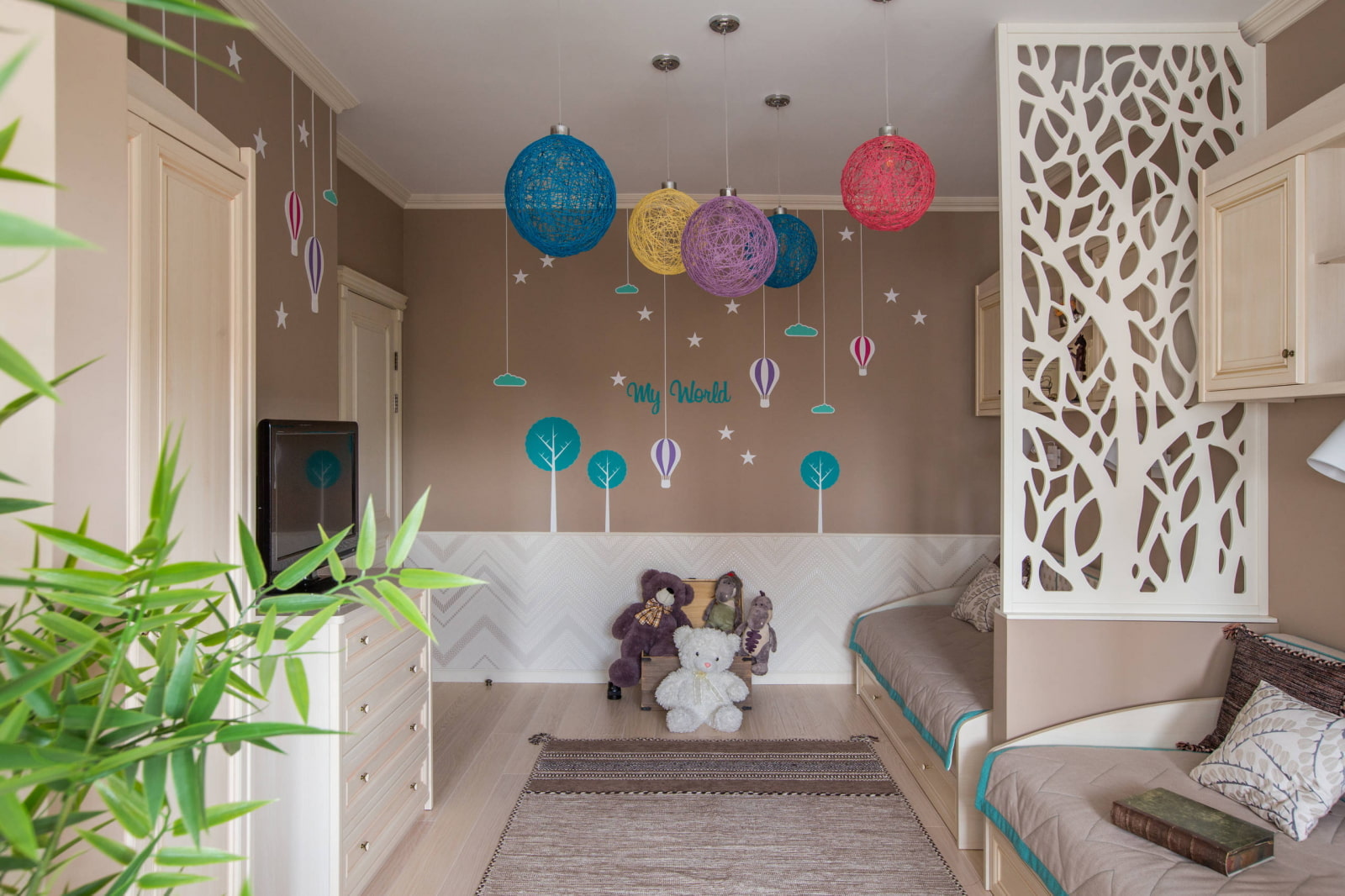 Интерьер оформления детской комнаты для двух разнополых детей