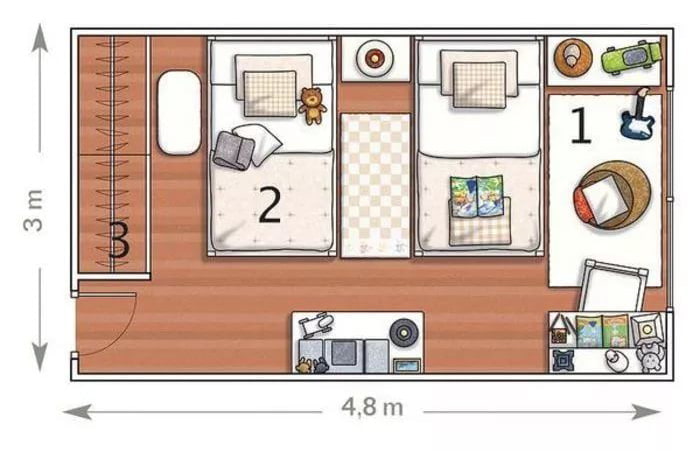 Планировка детской комнаты 16 кв м