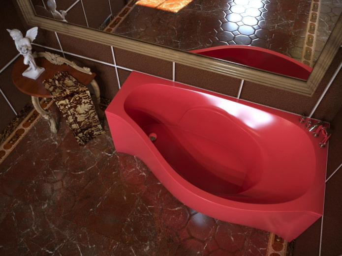 Красная угловая ванна