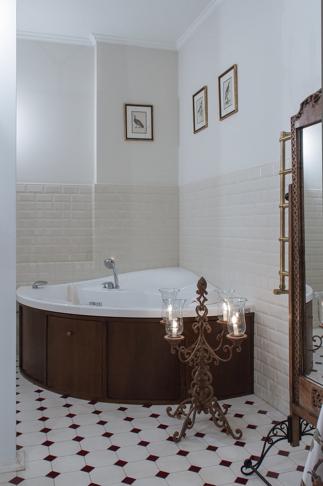 Ванные комнаты с угловой ванной: фото в интерьере