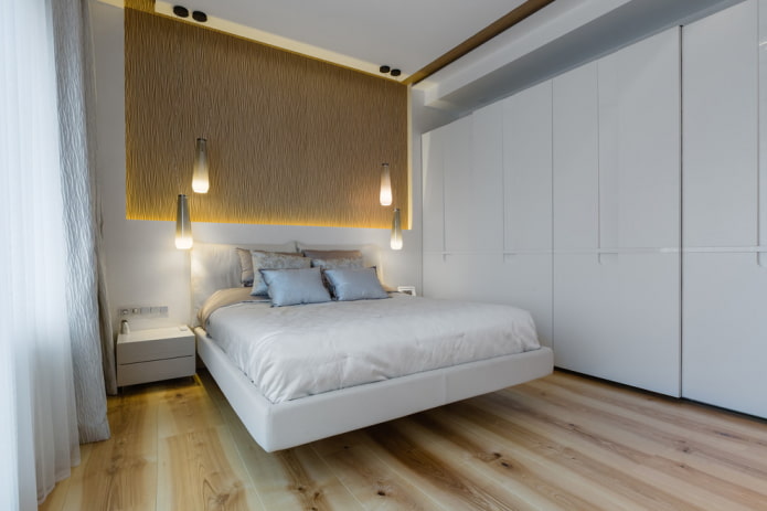 меблировка в интерьере спальни в минималистичной стилистике