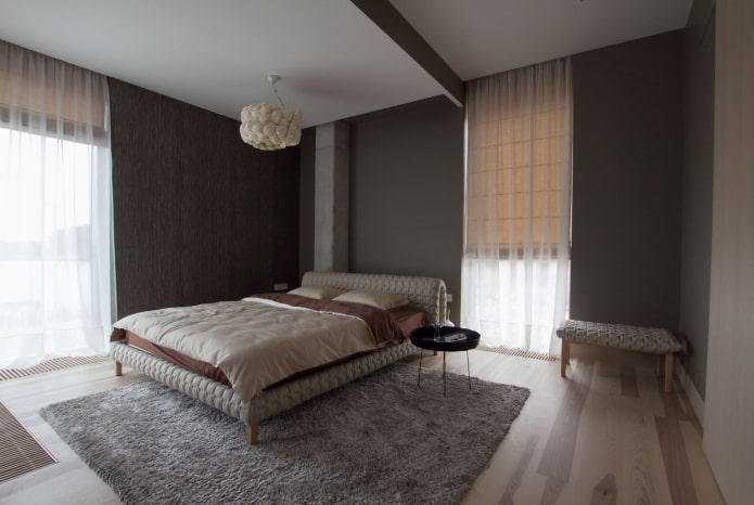 текстиль в интерьере спальни в минималистичной стилистике