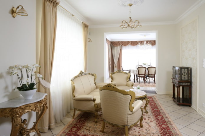 гостиная в белых тонах в классическом стиле
