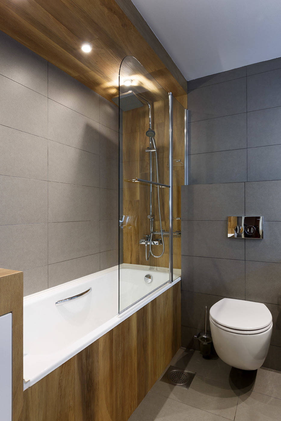 Дизайн ванной комнаты с душевой перегородкой из плитки