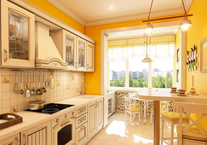 кухня в желтых тонах в стиле прованс