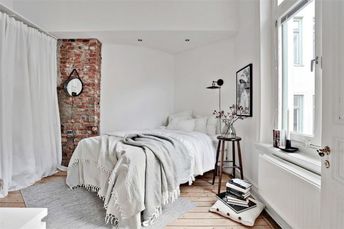 меленькая спальня в скандинавской стилистике