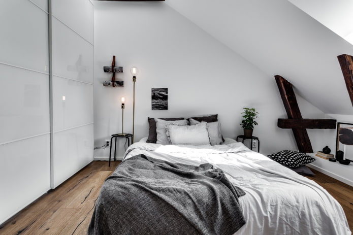 меблировка в спальне в скандинавской стилистике