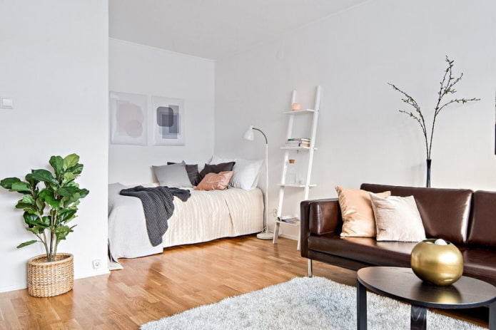 дизайн спальни-гостиной в скандинавском стиле