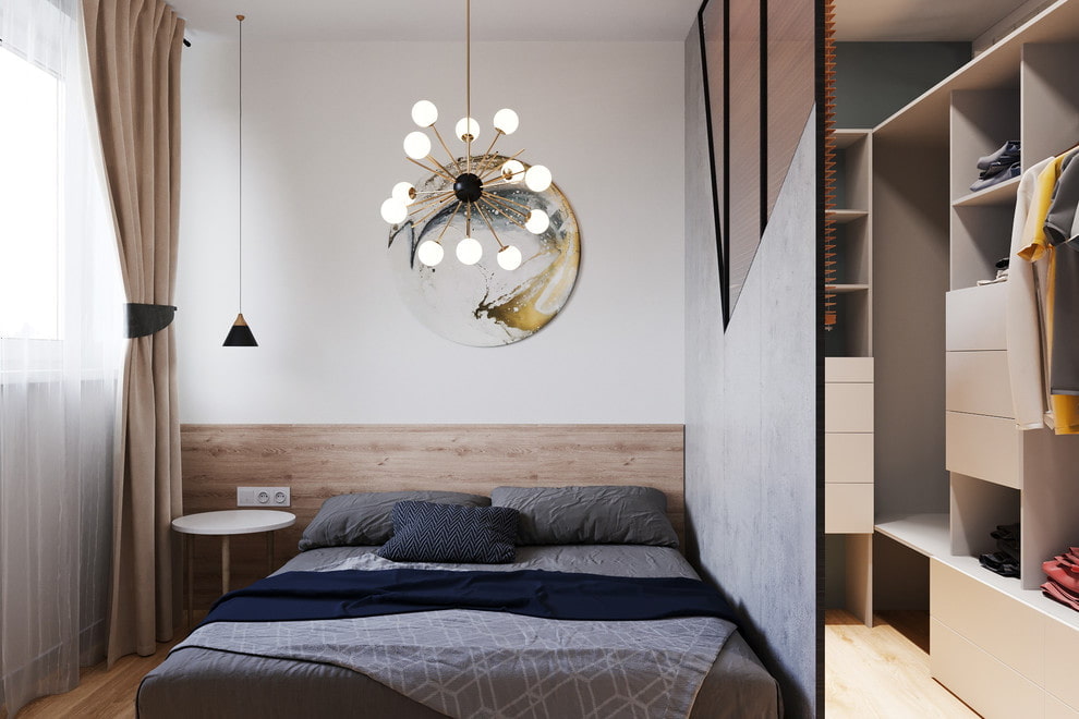 Дизайн спальни с гардеробной в современном стиле