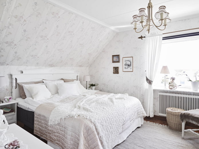 белый интерьер спальни в стиле прованс