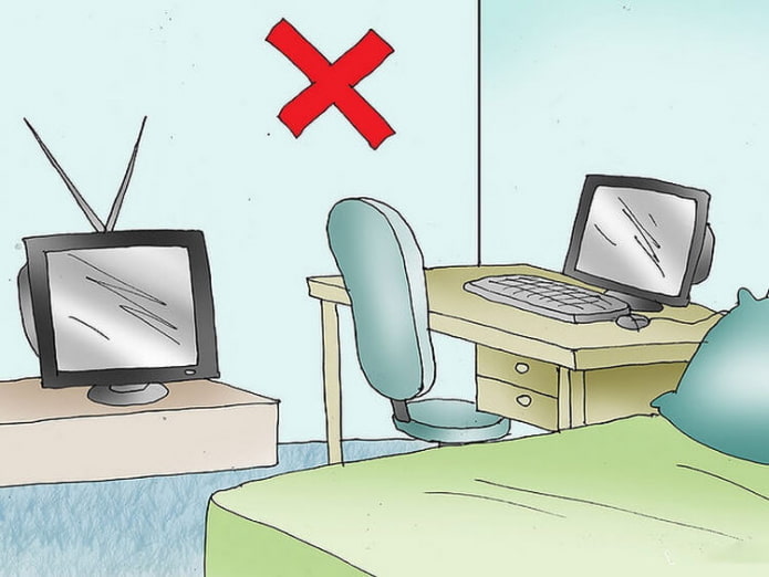 телевизор и компьютер в спальне по фен-шуй