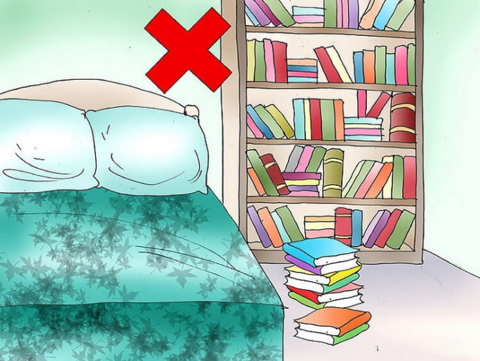 книги в спальне по фен-шуй