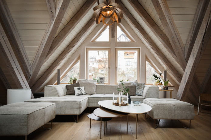 гостиная в нордическом стиле в интерьере дома