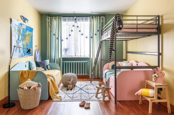 Дизайн спальни для двух разнополых детей
