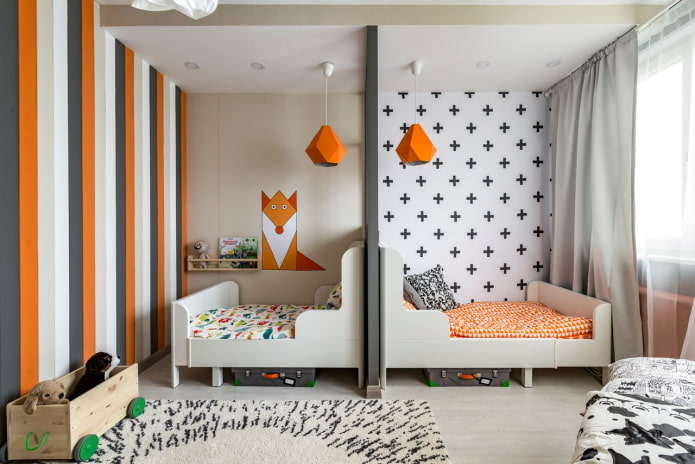 Дизайн детской комнаты прямоугольной формы