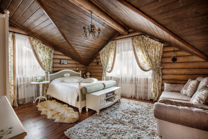 мебель в интерьере коричневой спальни