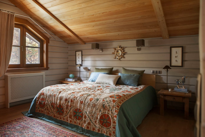 текстиль и декор в спальной комнате в стиле кантри