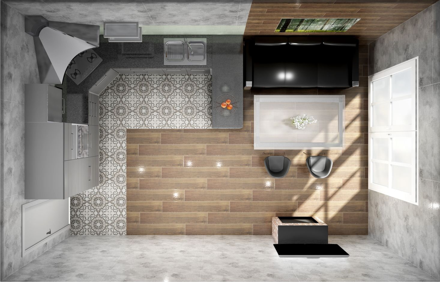 Дизайн кухни гостиной 18 кв м - фото с зонированием