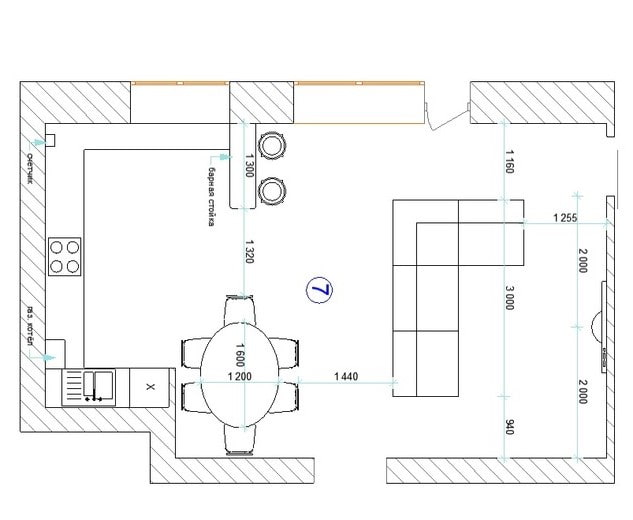 планировка кухни-гостиной 30 квадратов