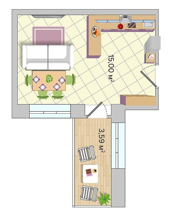 Дизайн кухни-гостиной площадью 15 кв.м (53 фото)