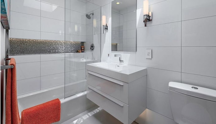 стиль минимализм в интерьере ванной комнаты
