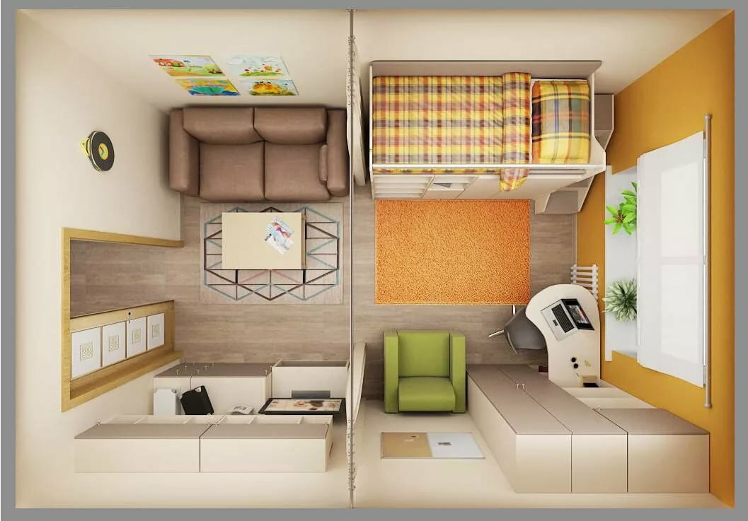 Детская комната в хрущевке, варианты планировки, дизайн в хрущевке, планировка комнаты для ребенка