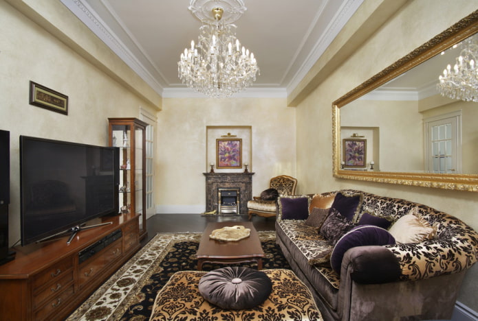 интерьер гостиной в квартире 18 кв м в классическом стиле