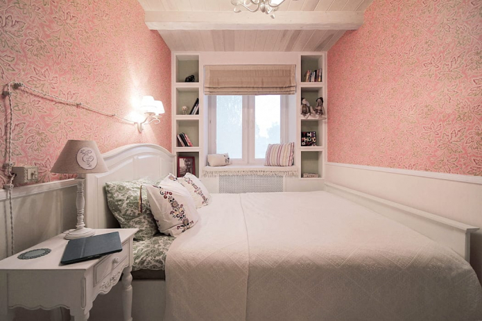 бело-розовая спальня