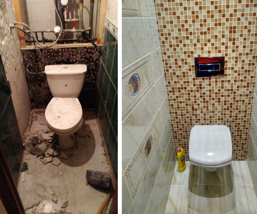 Ремонт туалета в квартире фото до и после