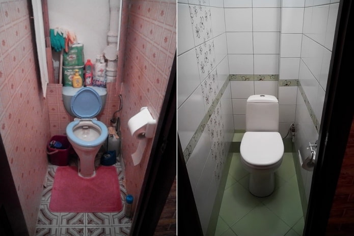 Фото до и после ремонта туалета