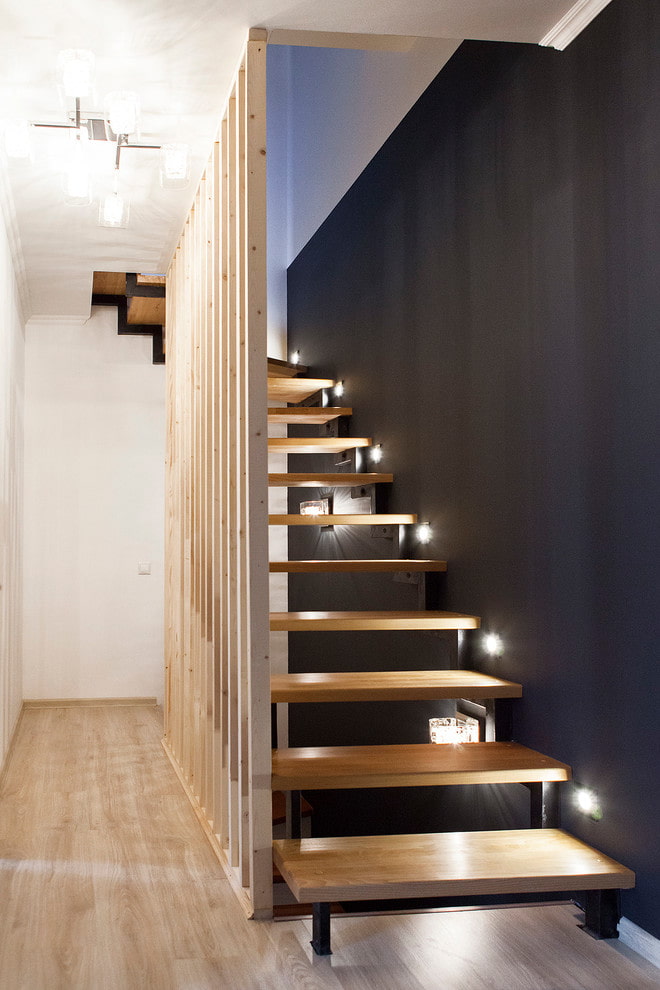 Варианты освещения лестницы в частном доме (75 фото)