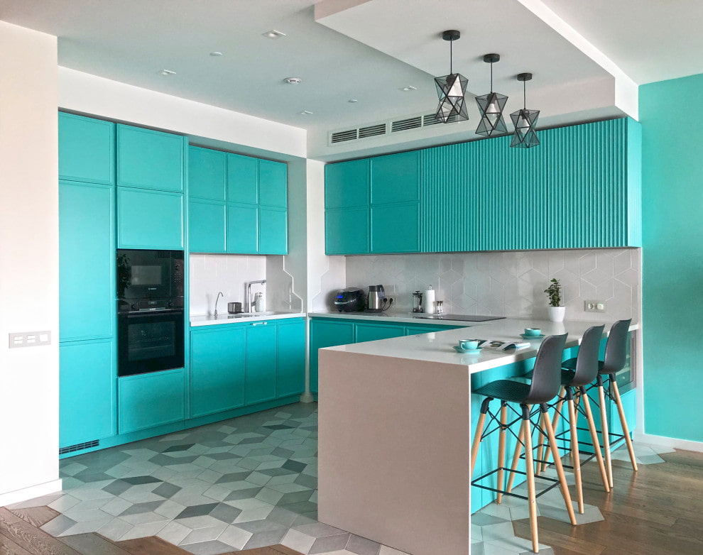 Кухня бирюзового цвета (+ фото): красивый дизайн кухни в бирюзовых тонах