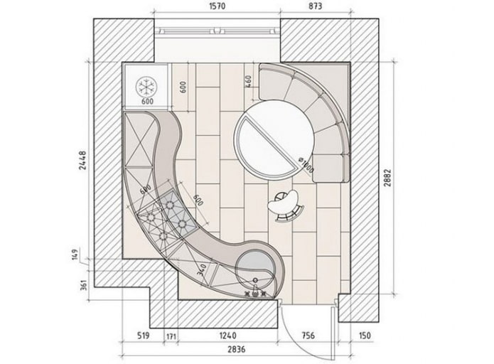 планировка кухни площадью 10 квадратов