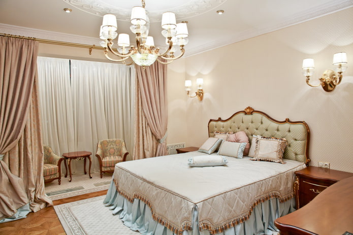 освещение в спальне в классической стилистике