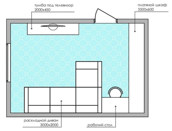 Дизайн маленькой комнаты с диваном