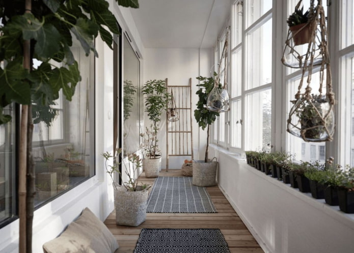 уютный балкон с растениями
