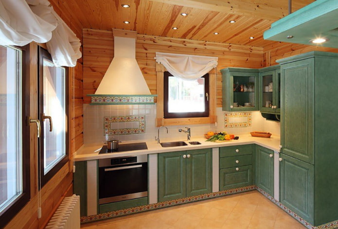 зеленая кухня в стиле прованс