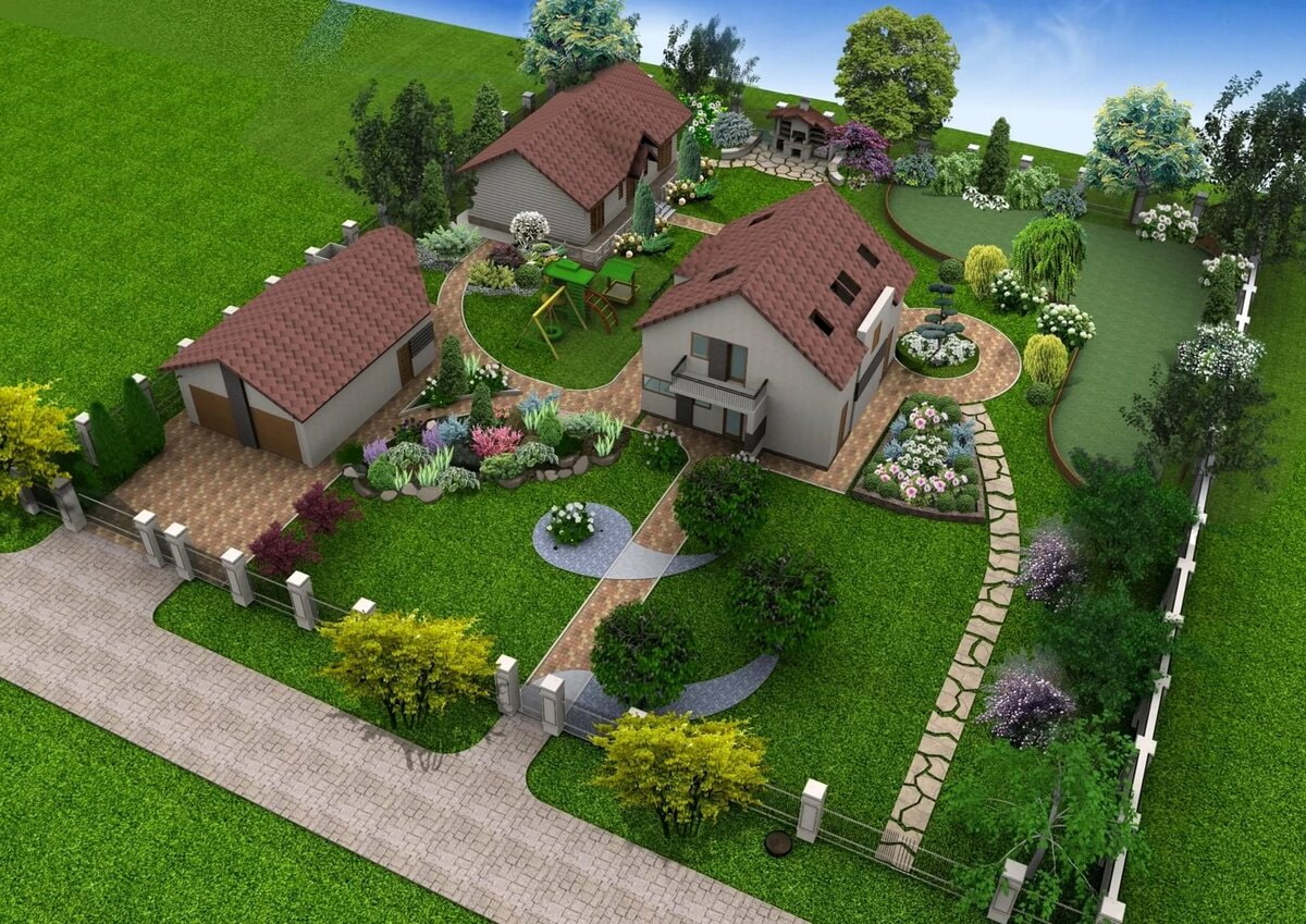 Ландшафтный дизайн участка при загородном доме