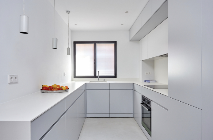 п-образная квадратная кухня