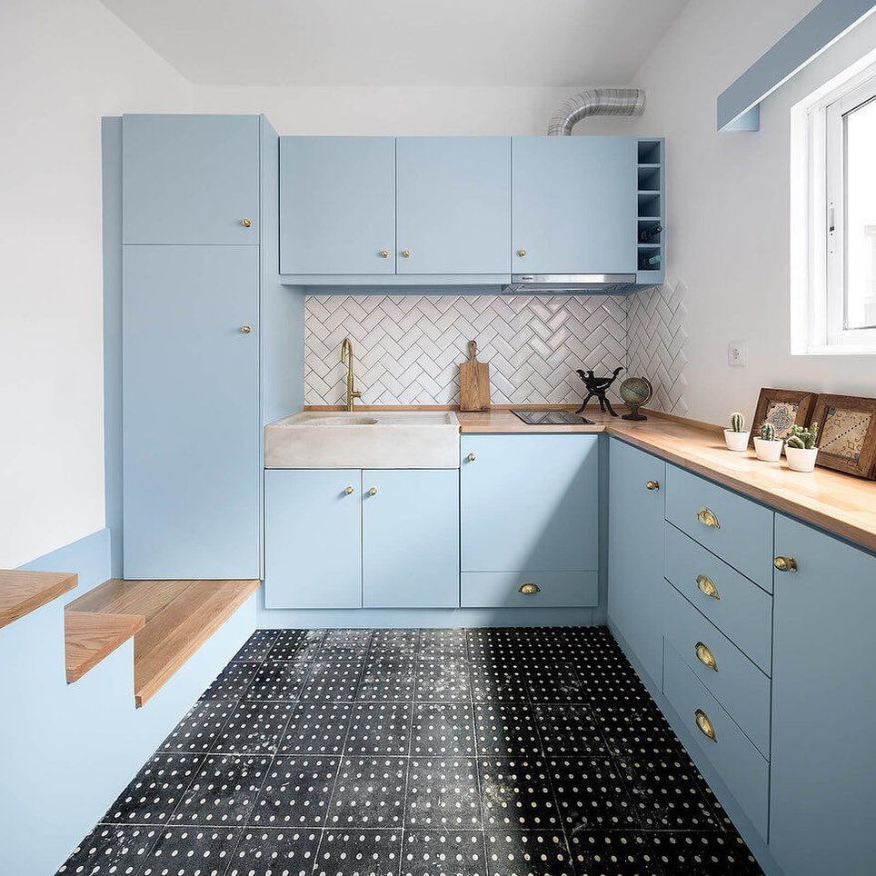 кухни в голубых тонах в современном стиле