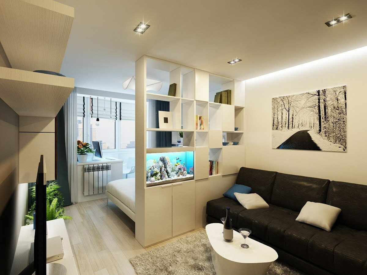 Дизайн однокомнатной квартиры: 81 фото идея дизайна интерьера
