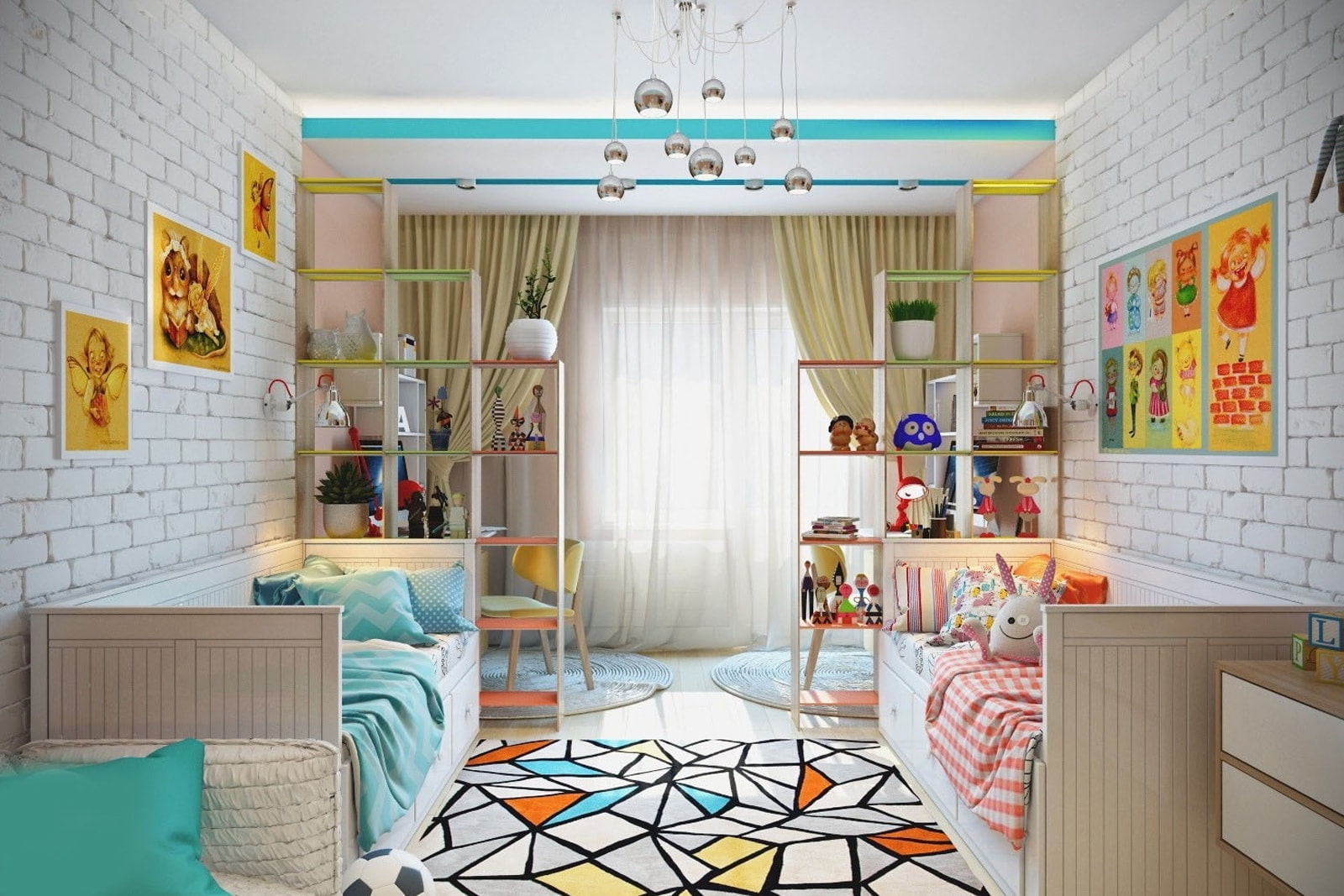 детская комната для девочки с зонированием