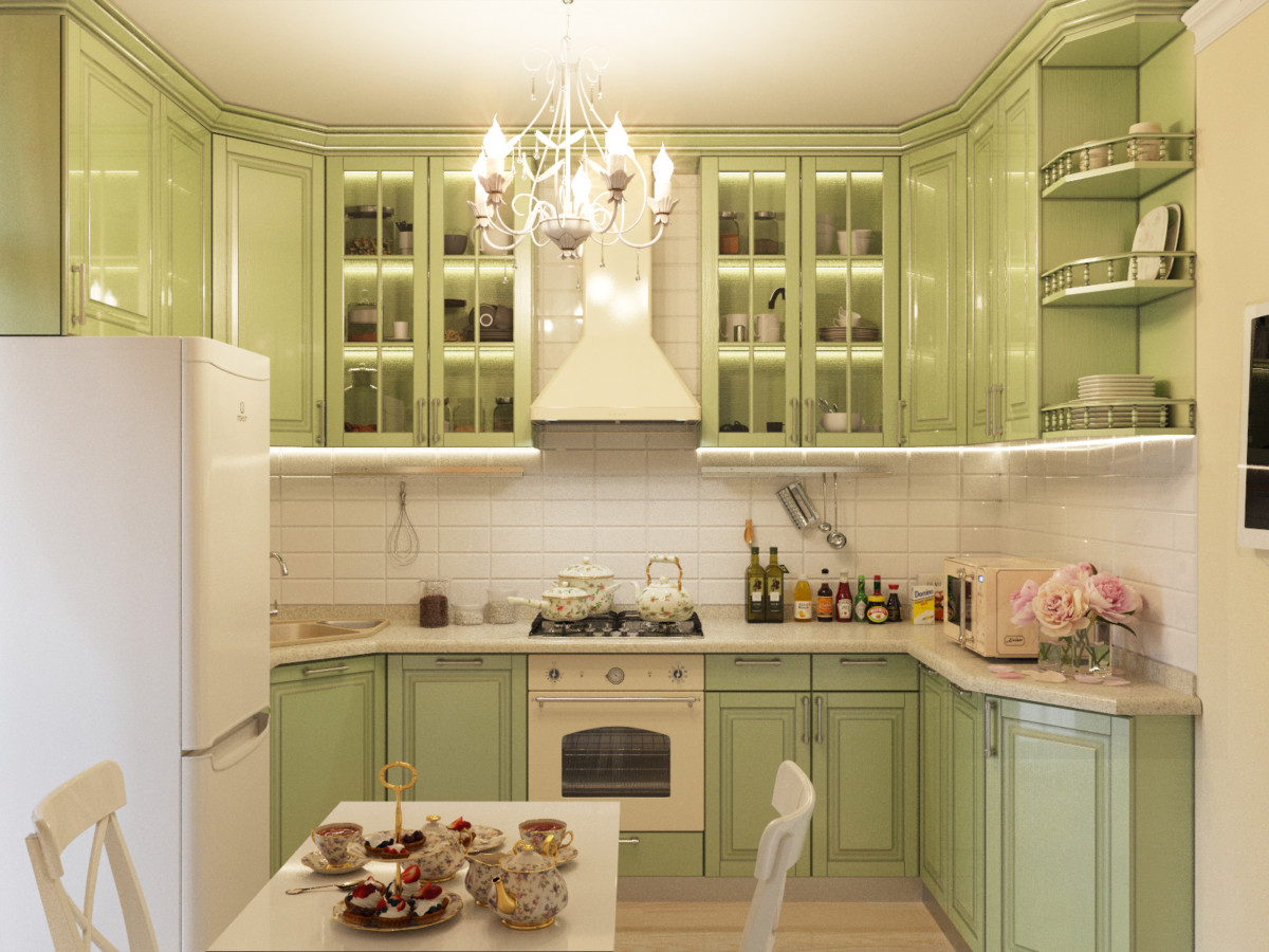 Кухня оливкового цвета в интерьере фото