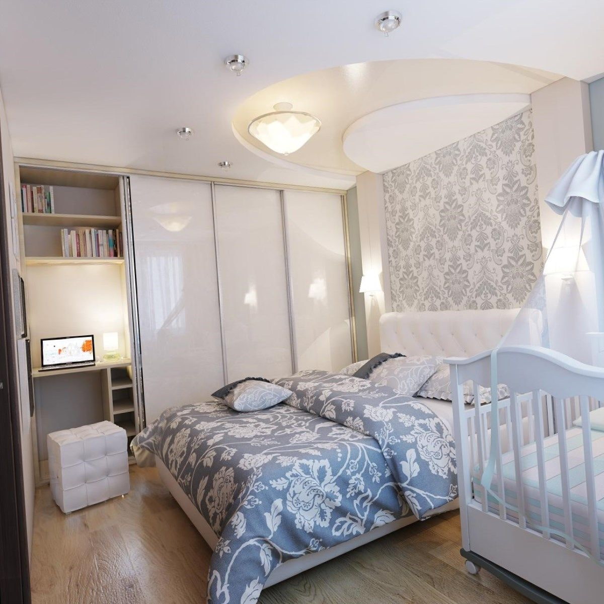 Планировка однокомнатной квартиры с детской кроваткой фото