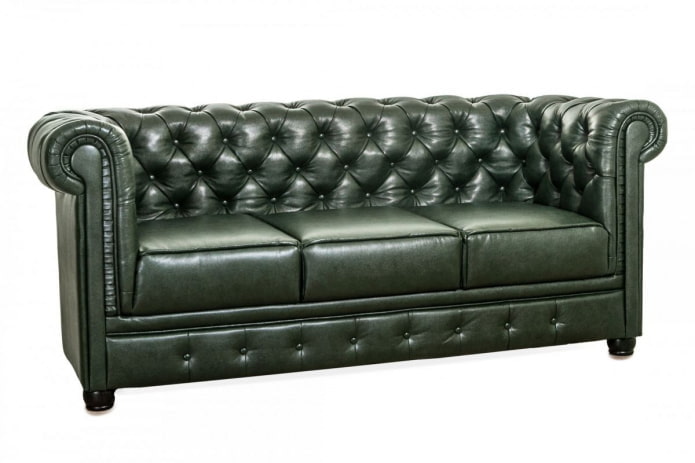 темно-зеленый кожаный диван