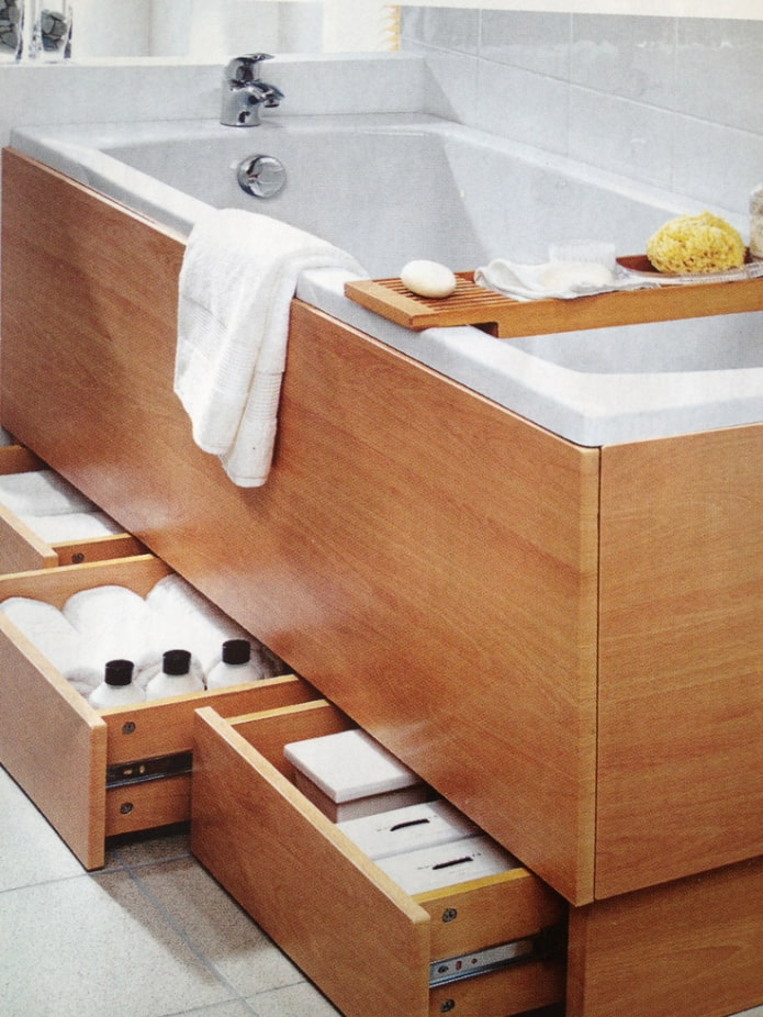 Выдвижные ящики под ванной