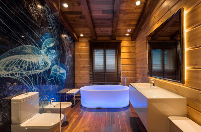 деревянные стены в ванной
