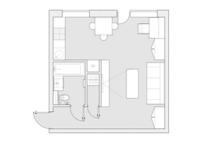 Современный дизайн однокомнатной квартиры-хрущевки 30 кв. м.